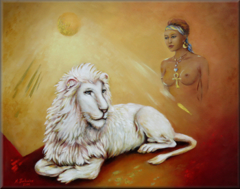 heiliger weißer löwe afrika malerei