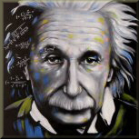 Albert Einstein Porträt handgemalt 