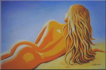 Nude Woman lying abstract, Oil Painting on stretcher bars